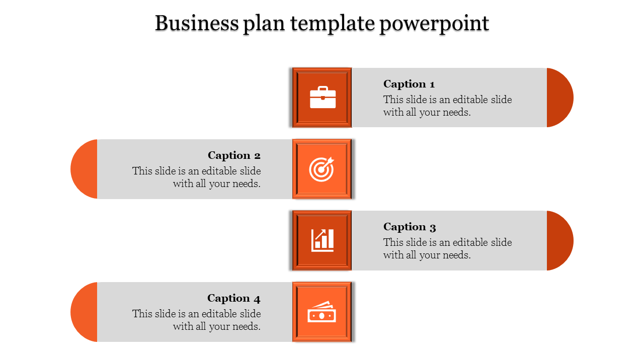Imaginative Business Plan Template PowerPoint with Four Node